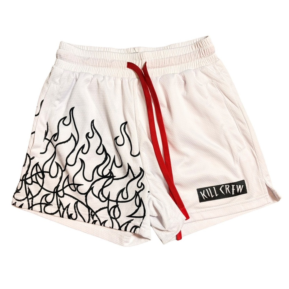 Kill Crew Mesh Flame Shorts Small White